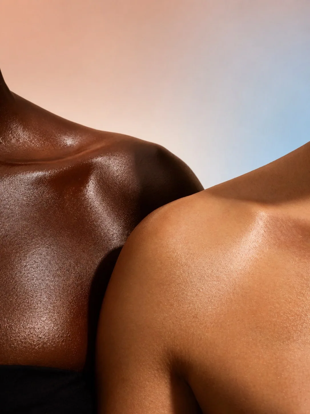 Sculptural beauty close-up celebrating different skin tones